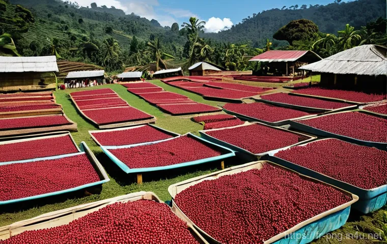 파푸아뉴기니 커피 산업과 수출 - **Prompt:** A close-up, authentic portrayal of Papuan coffee farmers engaged in the meticulous hand-...
