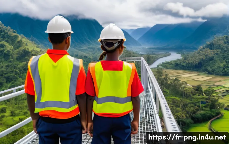 파푸아뉴기니와 호주의 외교 관계 - A wide-angle, aerial shot showcasing a collaborative infrastructure project in a picturesque, rural ...